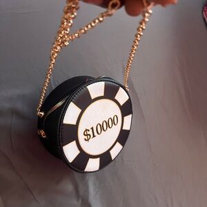 Black and White Poker Chip Bag